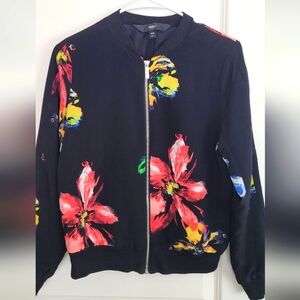 Floral Black Bomber Jacket